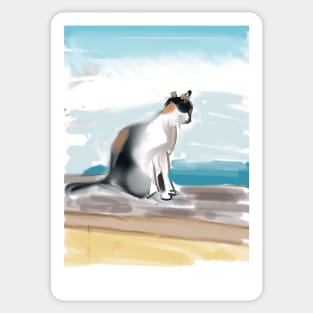 Cat at the sea Sticker